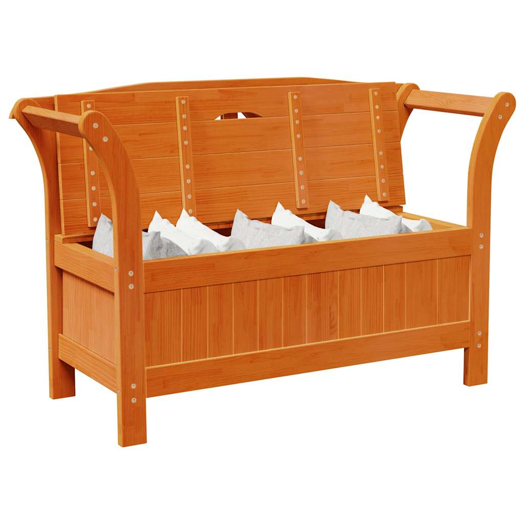 Garden Storage Bench Brown 119 x 76 x 44cm Solid pine wood